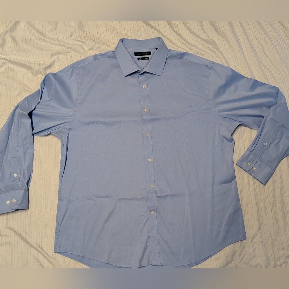 Tommy Hilfiger THFlex Athletic Fit Dress Shirt, Blue, Size 2XL
